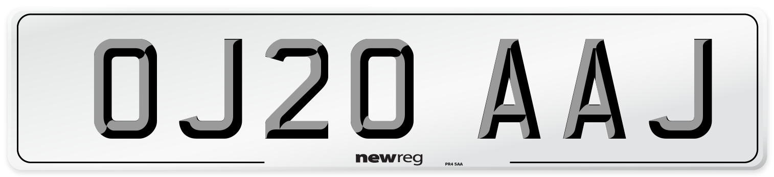 OJ20 AAJ Number Plate from New Reg